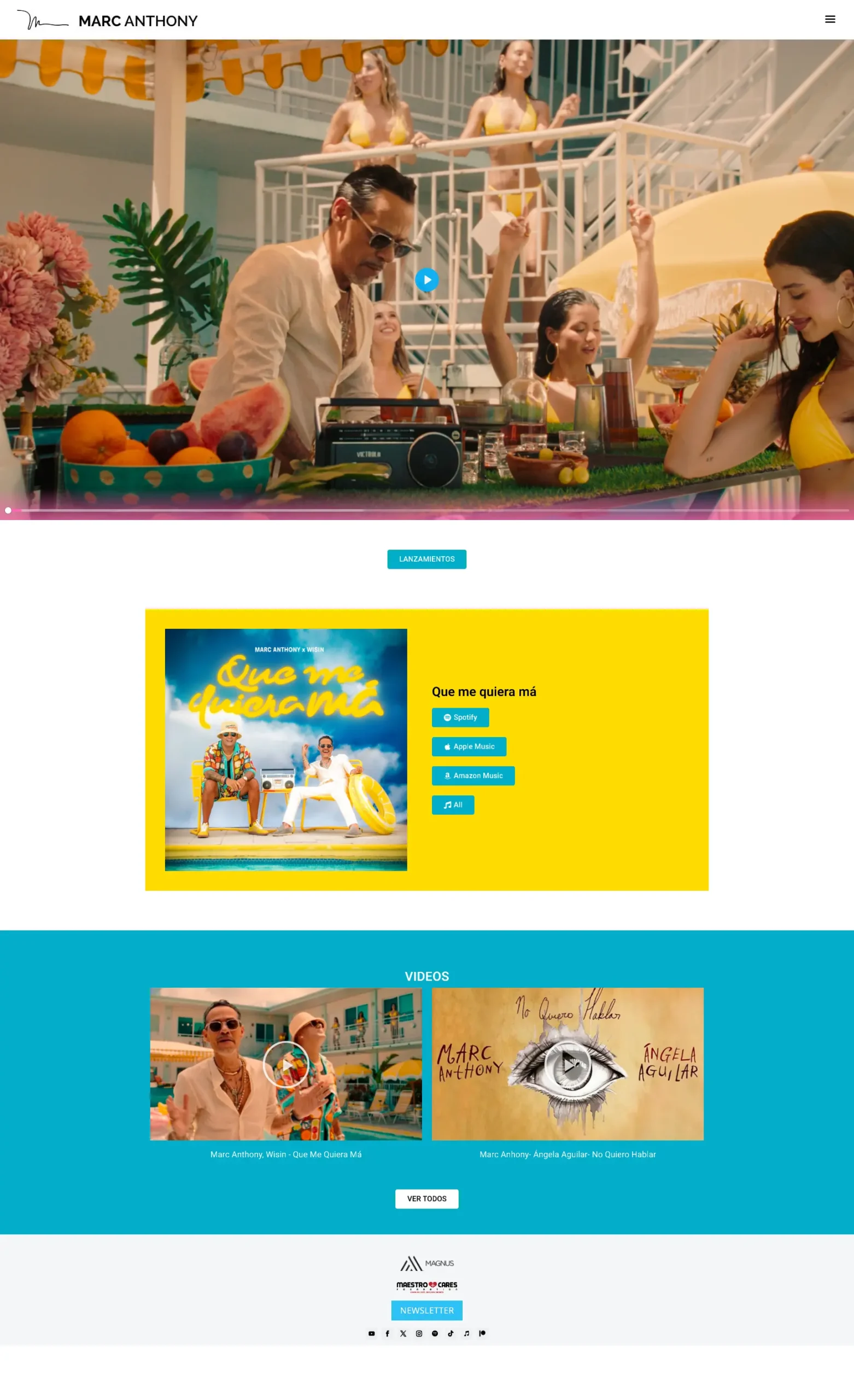 Marc Anthony website redesign for new album launch