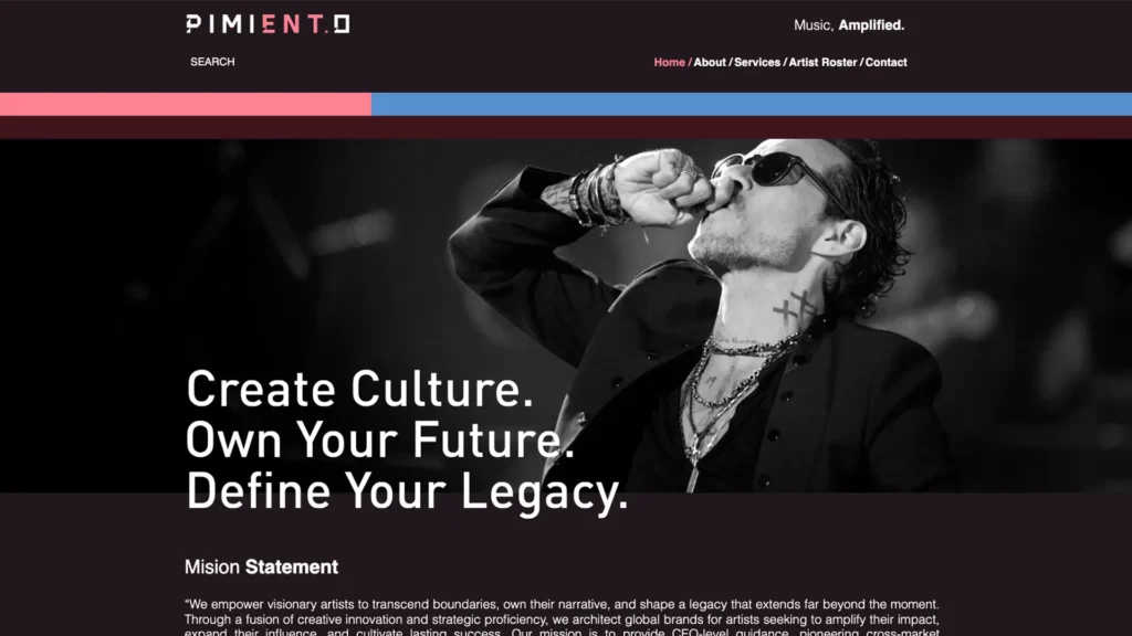 Pimiento Entertainment WordPress website development